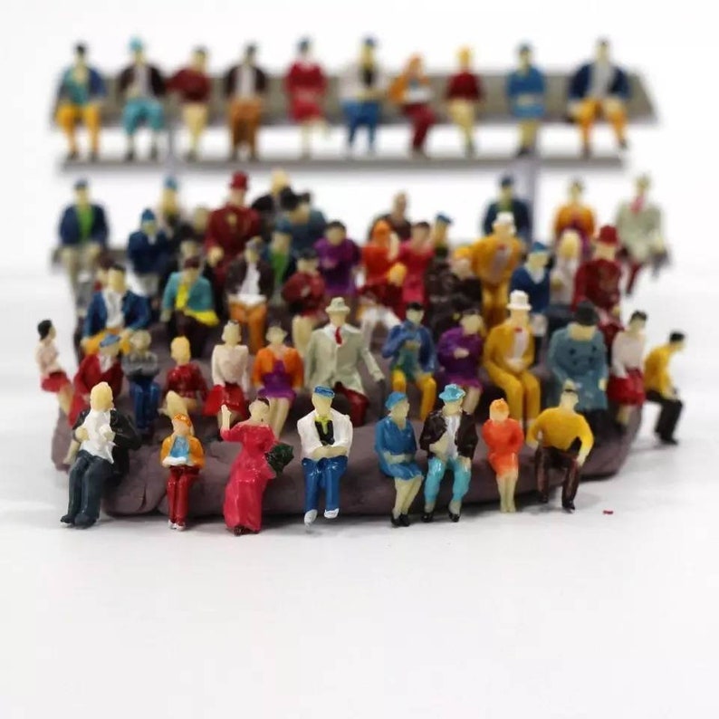 PEOPLE Miniature little 1:87 50pcs Humans ALL SEATED Passengers Scale Model Figurine landscape scenery accessories mini Tiny scene Scenery