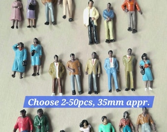 Figuras de personas en miniatura a escala 1:48, pasajeros pintados de diversos colores (2-50 piezas)