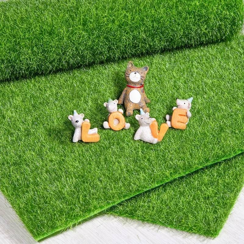 4 Packs Garden Craft Grass Fake Grass for Crafts 6 x 6 Inches Miniature  Ornament Garden Dollhouse DIY Grass Fairy Artificial Grass Lawn