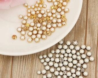 Mini Faux Pearl Metal Buttons: 4mm 5mm Doll Clothes Sewing