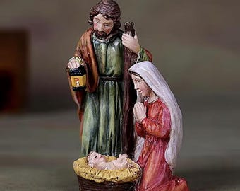 Mary and Joseph baby Jesus 7.5cm/2.95&quot; Nativity scene figurine Christmas figures birth of Christ manger Xmas decoration little small