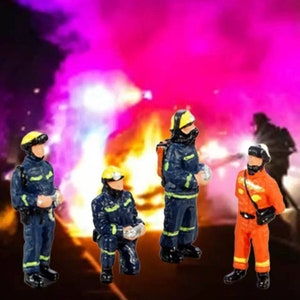 Emergency workers firefighters 28-32mm 1:64 scale firemen fireman miniature people model mini figures city fire diorama Small little scene image 3