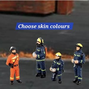 Emergency workers firefighters 28-32mm 1:64 scale firemen fireman miniature people model mini figures city fire diorama Small little scene