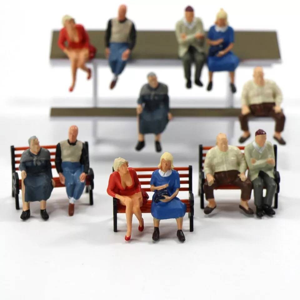 People Miniature Mini 2-50pc 1:43 42mm O Scale Model Figure Diorama Seated  Sitting Standing Train Passenger Figurine Small Little City Scene 