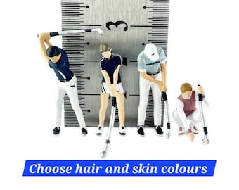 Golf playing miniature 1:64 people figures Scale Model mini golfing club course fairway green sport scene diorama leisure little small