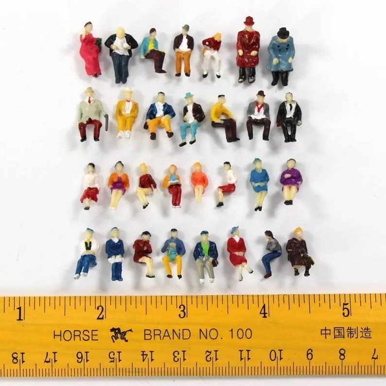 PEOPLE Miniature little 1:87 50pcs Humans ALL SEATED Passengers Scale Model Figurine landscape scenery accessories mini Tiny scene Scenery