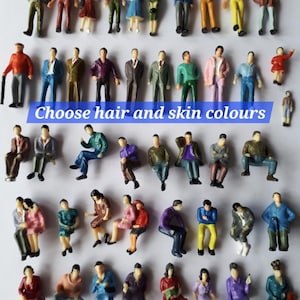 People Miniature mini 2-50pc 1:48 35mm O scale model figure diorama seated sitting standing Train passenger Figurine Small little city scene