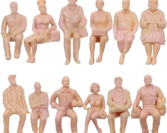 Unpainted Miniature People Figures: G Scale Model, Seated (12/24PCS)