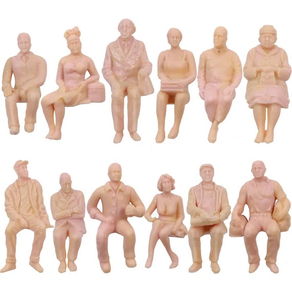 Unpainted Miniature People Figures: G Scale Model, Seated (12/24PCS)