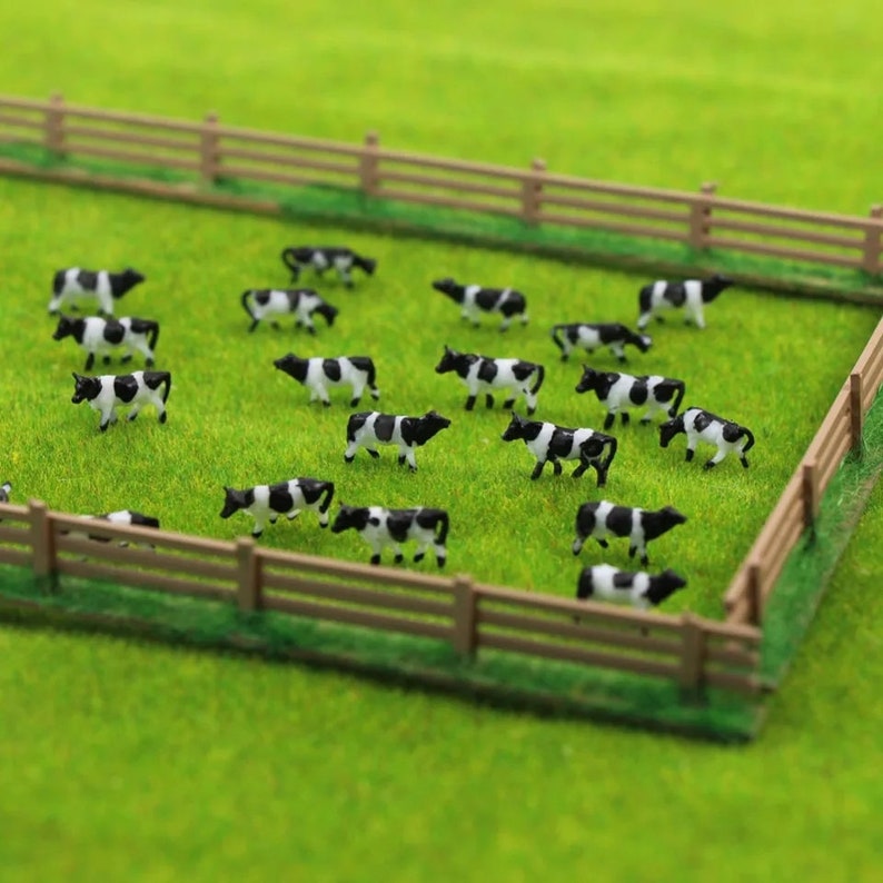 Cow Mini Models Miniature Cows - 60pc N Guage 1:150 Scale Model Farm Animal Figures ...