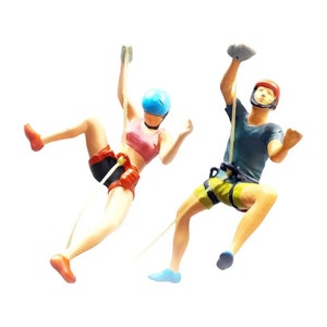 CLIMBING climber figures 2cm 2.8cm 1:87/64 scale model HO S figurines rock Mountaineering man woman couple mountain mini little small tiny