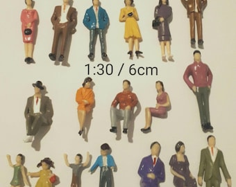 People Miniature mini 1:30 60mm G guage scale 1-50pc model figure diorama seated sitting standing passenger Figurine Small little city scene