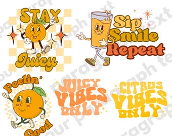 Orange Svg-paket Retro Orange Design för Tröja Trendigt Klistermärke Orange Design Tecknad Orange Svg Png-paket Retro Fruktdesign-paket