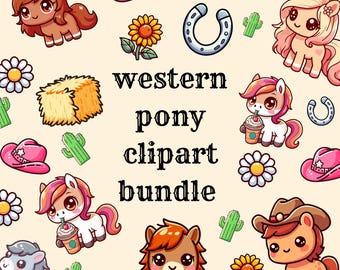 Cute Pony Png Clipart Bundle Cute Western Png Clipart Set Kawaii Horse Png Bundle Cute Pony Horse Image Bundle Western Digital Stickers