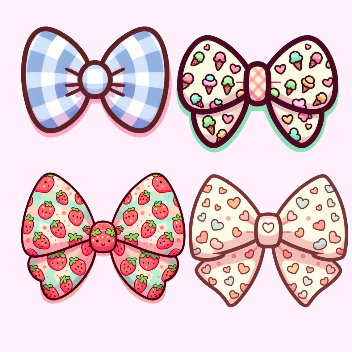 Bow Kawaii Png Bundle Bow Coquette Sublimation Png Cute Bow Png Bundle ...