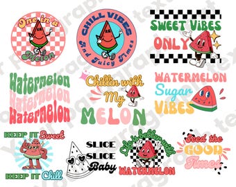 Watermelon Svg Bundle Retro Watermelon Svg Bundle Trendy Sticker Svg Bundle Retro Summer Shirt Svg Bundle Funny Fruit Pun Quotes Svg Bundle