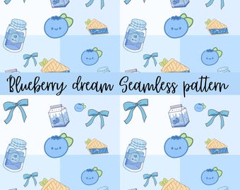 Gingham Seamless Pattern Png Cute digital wallpaper Blueberry Coquette Blue Seamless Pattern Kawaii Blueberry Digital Paper Spring