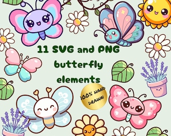Butterfly Cute Svg Bundle Butterfly Cute Png Bundle Butterfly Clipart Set Floral Butterfly Svg Flying Butterfly Svg Kawaii Butterfly Svg