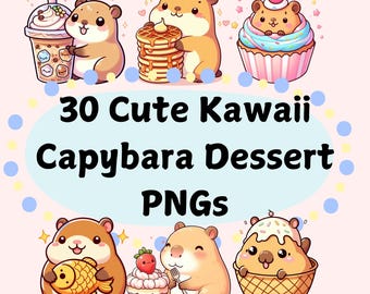Capybara Png Clipart set Bundle Capybara Dessert Png Clipart Bundle Set Guinea Pig Png Clipart Set Bundle Kawaii Capybara Png Bundle Clipart