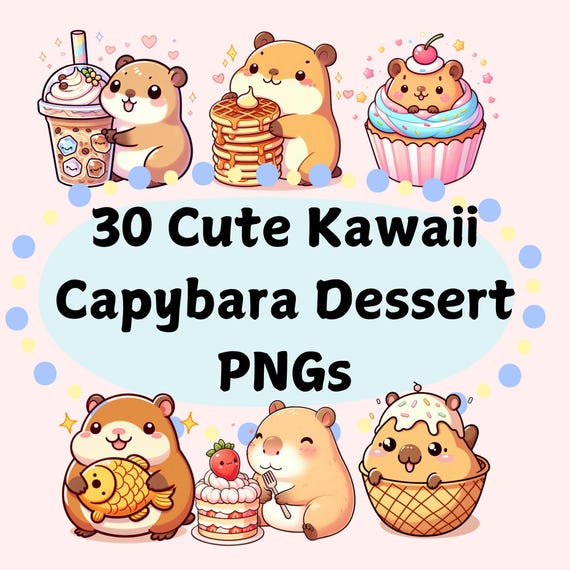 Capybara Png Clipart set Bundle Capybara Dessert Png Clipart Bundle Set Guinea Pig Png Clipart Set Bundle Kawaii Capybara Png Bundle Clipart