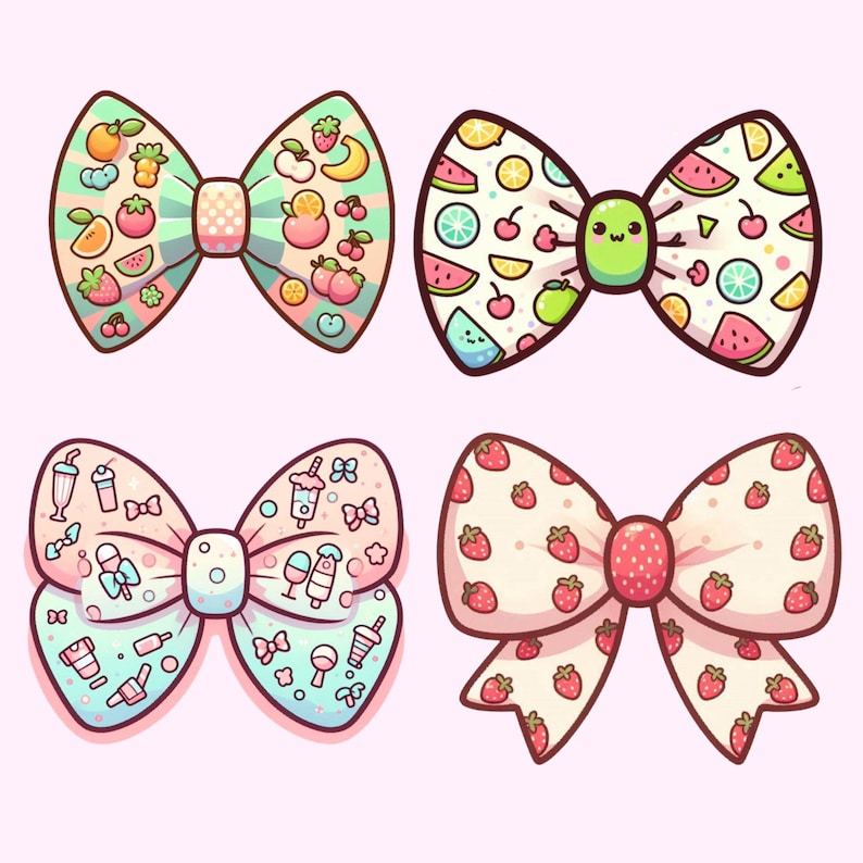 Bow Kawaii Png Bundle Bow Coquette Sublimation Png Cute Bow Png Bundle ...