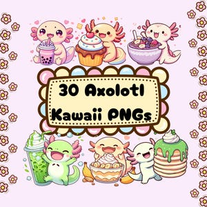 Axolotl Kawaii Png Designs Bündel Axolotl süße Png Designs Bündel Axolotl Sublimation Designs Bündel Niedlicher Salamander Kawaii Png Bündel