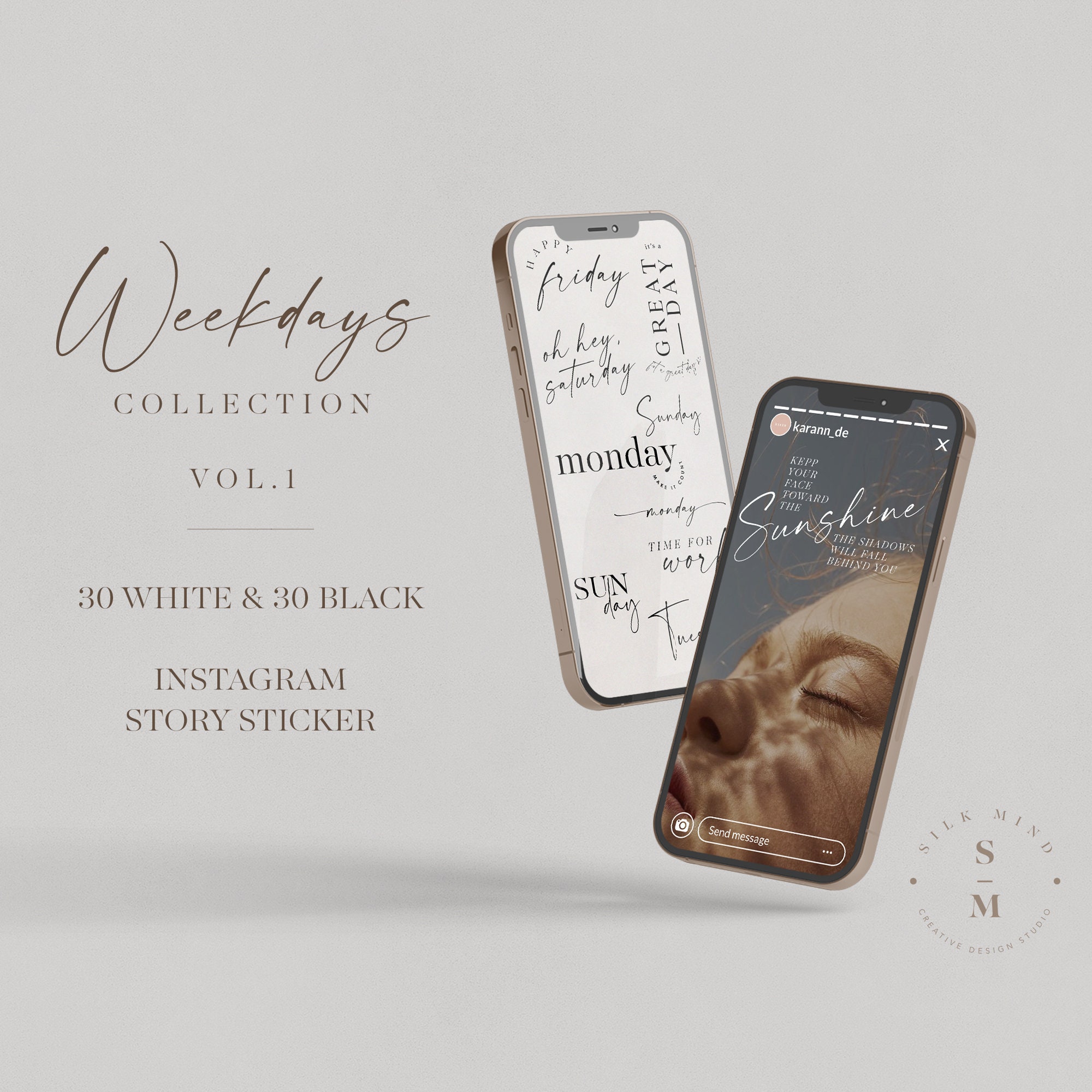 60 Instagram Story Sticker WEEKDAYS Collection Vol.1 White & Etsy