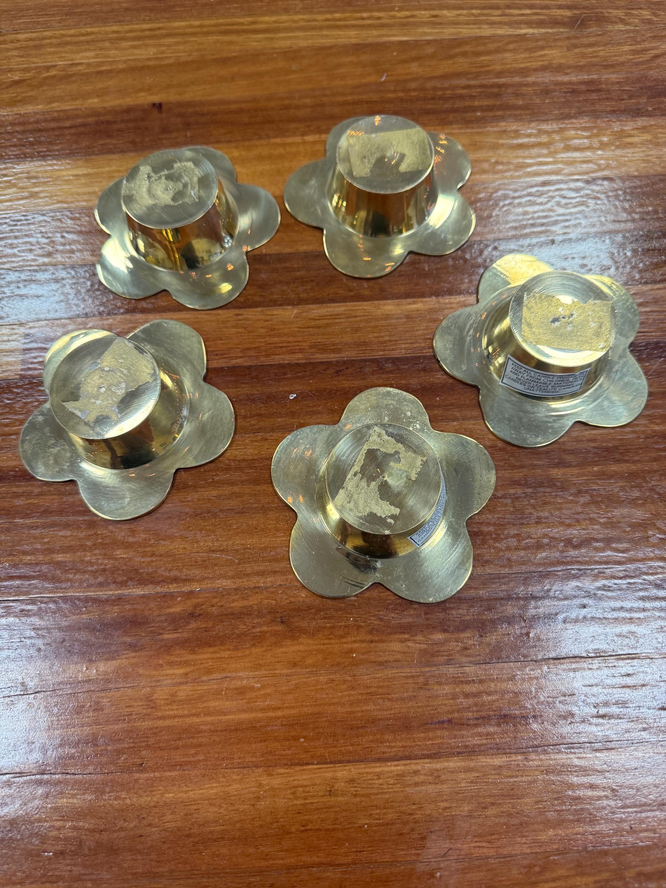Brass Flower Tea Light Candle Holder - Set of 5 - Etsy