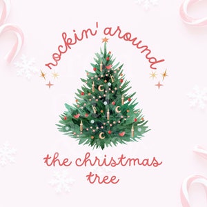 Rockin' Christmas Tree PNG, shirtontwerp, Cricut-bestand (digitale download)