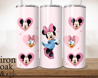 Roze Minnie Mouse hart 20 oz beker png-ontwerp (digitale download)