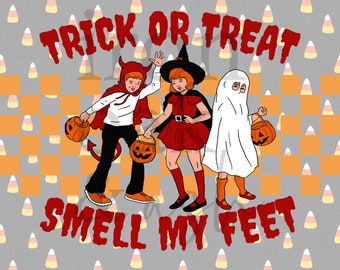 Retro Halloween PNG, Trick or Treat Design (Digital Download)
