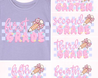 Girly Back to School PNG Bundle: Checkered Shirt Design (Digital Download