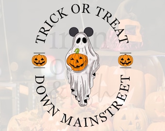 Spooky Mouse Halloween PNG, Trick or Treat Design (Digital Download)