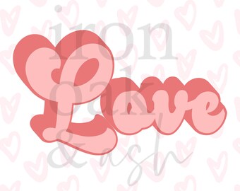 Retro Love PNG: Pink Valentine Clipart (Digital Download)