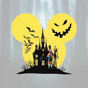 Nightmare Halloween PNG, Jack and Sally Halloween Design, Spooky Mouse Tshirt design, Sublimation PNG File, PNG File for Cricut, Silhouette