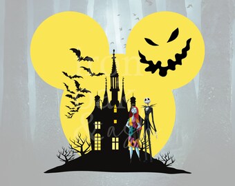 ナイトメアハロウィーン PNG、ジャックとサリーのデザイン（デジタルダウンロード）