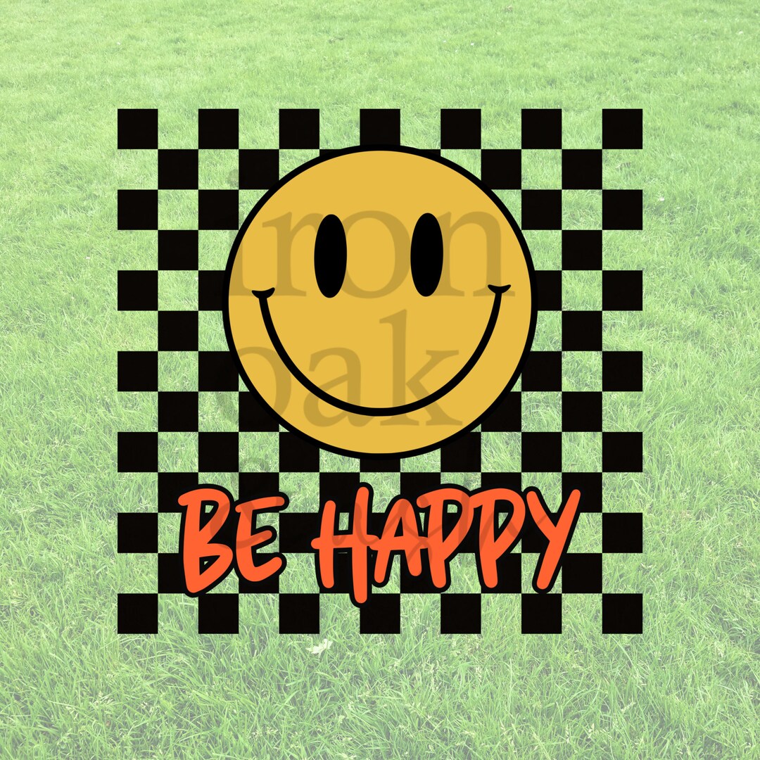 Be Happy Smiley Face PNG, Skater Checkerboard Design (digital Download ...