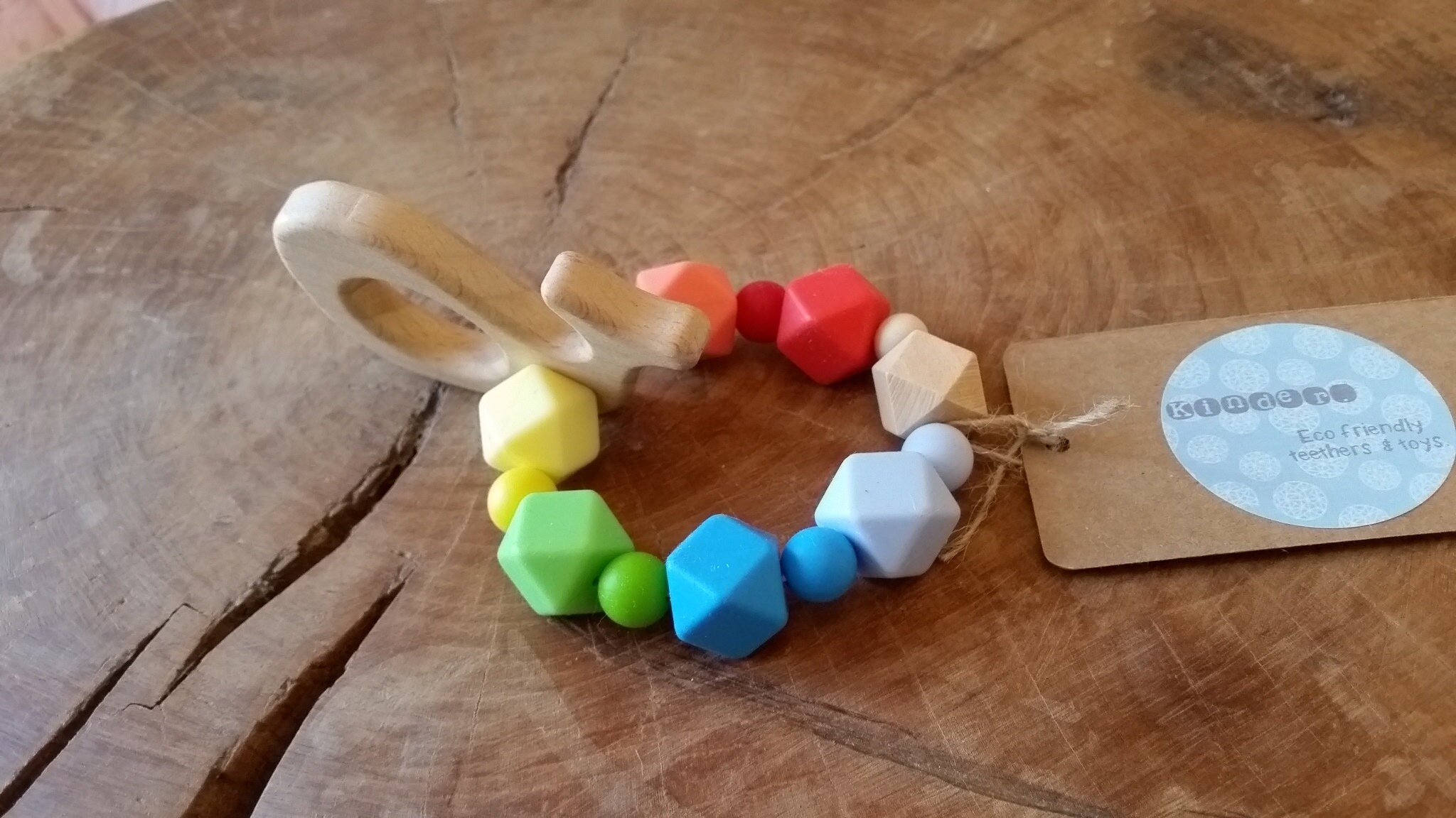 Wooden Baby Toy Ring Silicone Ecofriendly Rainbow Colours Etsy
