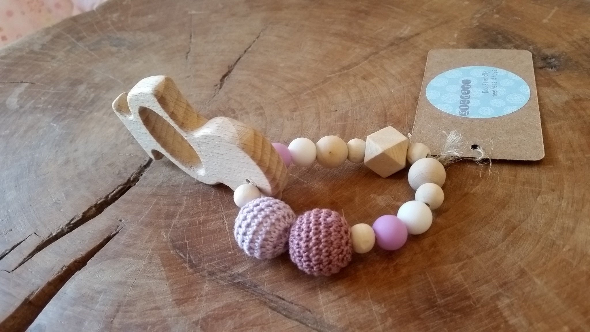 Wooden baby toy ring silicone ecofriendly purple Etsy