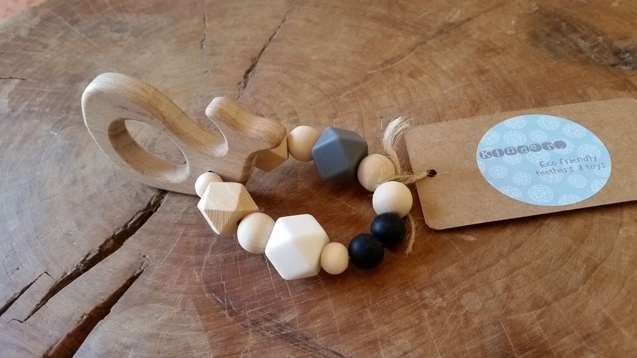 Bague jouet bébé en bois écologique silicone noir et blanc Etsy France