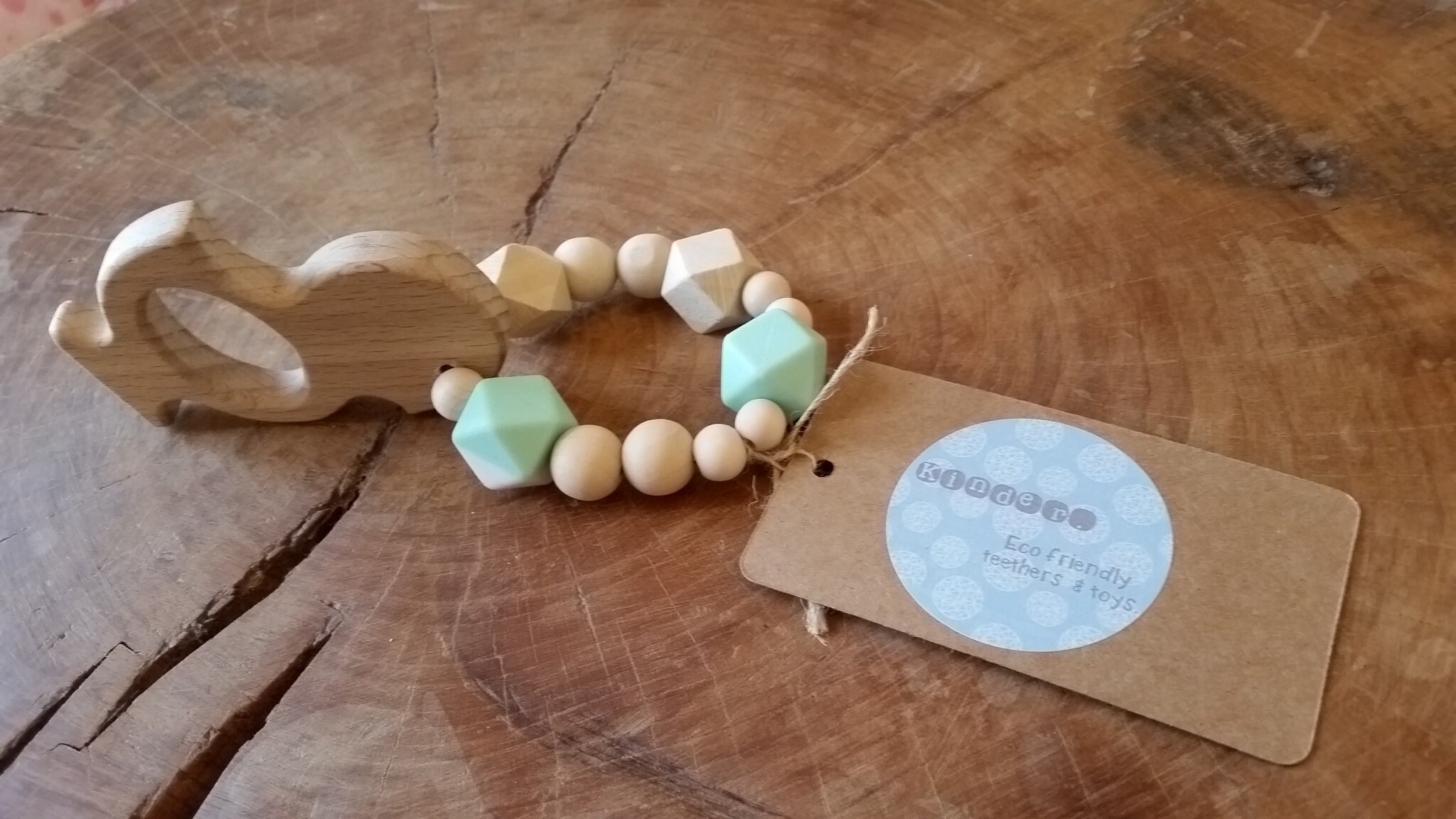 Wooden baby toy ring silicone ecofriendly aqua colours Etsy
