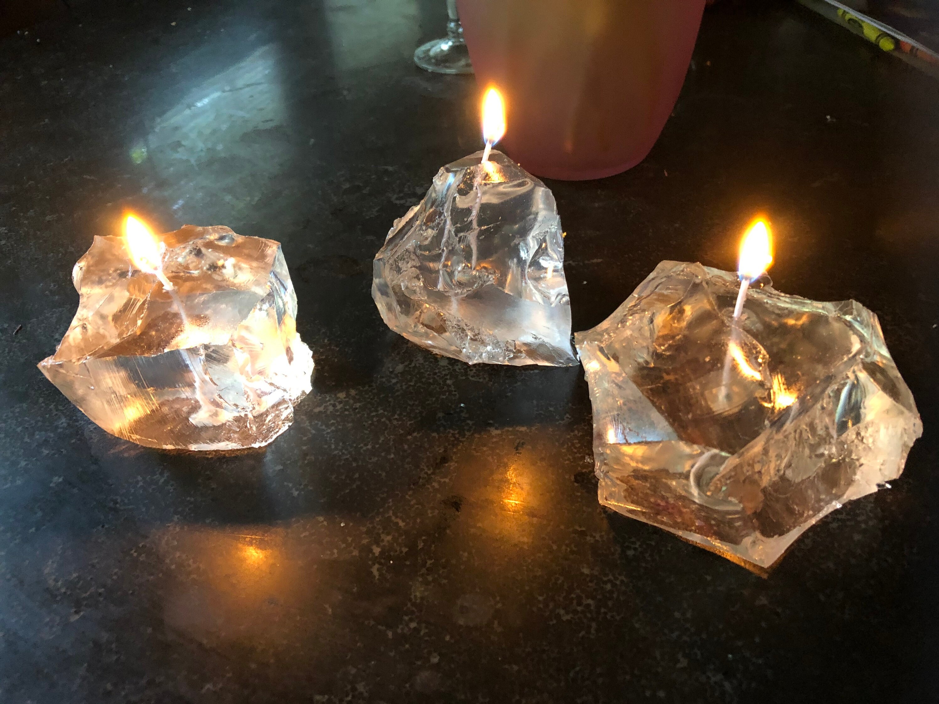 Simulated Clear Quartz Crystal Gel Wax Candle Etsy