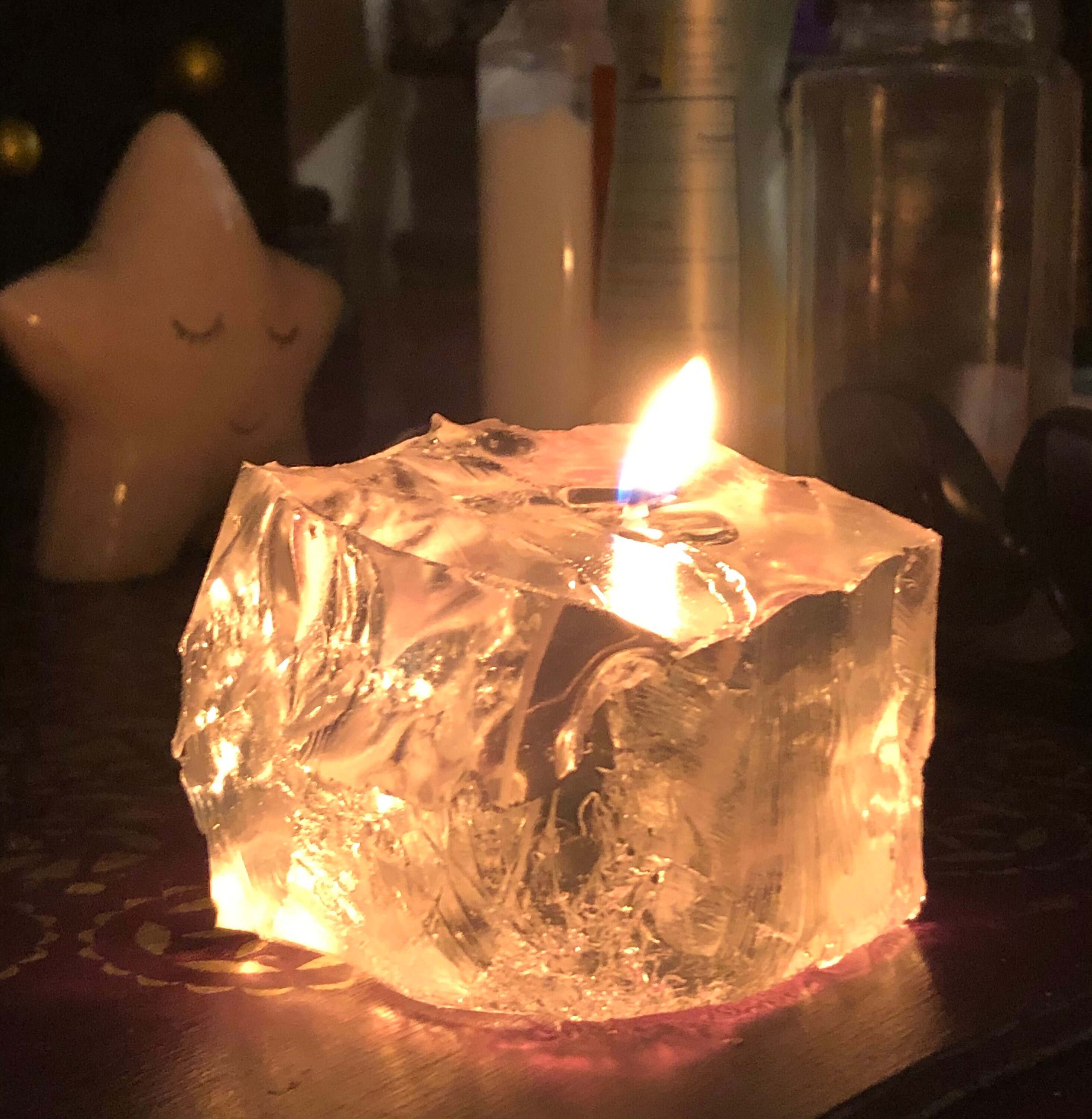 Simulated Clear Quartz Crystal Gel Wax Candle Etsy
