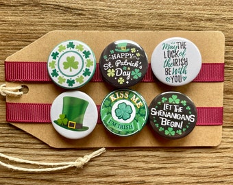 St. Patrick's Day, St Paddy's Day, Shamrock, Iers, Ierland, Whisky, Guinness, Dublin, Slainte, Slainte - Button Pin Badge Set