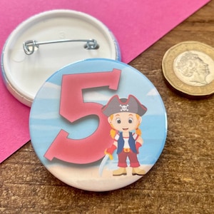 Distintivo di compleanno per bambini, Festa pirata per ragazze, 1° 2° 3° 4° 5° 6° 7° 8° 9°