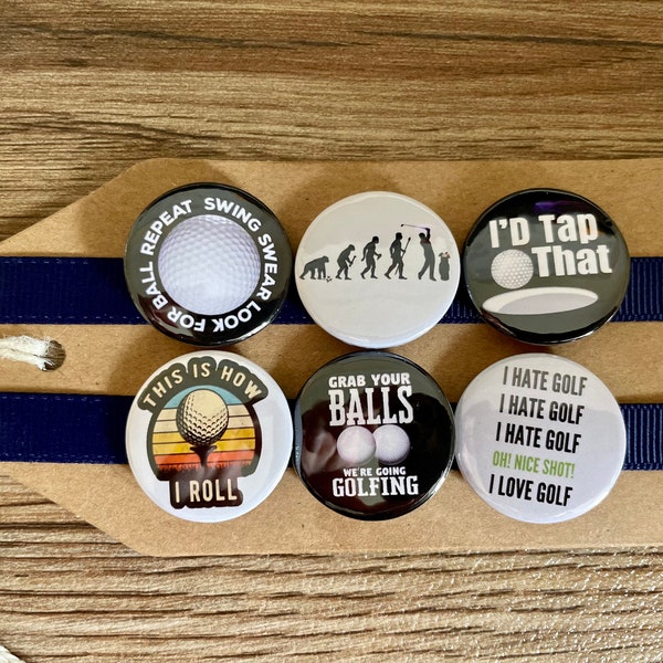 Golf, Golf Lover, Golf Pro, Golfer, Golf Humour, Funny - Button Pin Badge Set - Fathers Day, Birthday Gift