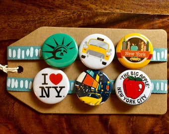 New York City / NYC/ Big Apple - Button Pin Badge Set - Etsy