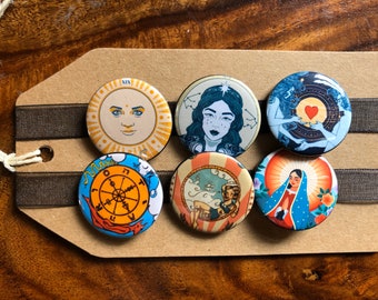 Tarot Reading Cards (Colour) - Button Pin Badge Set