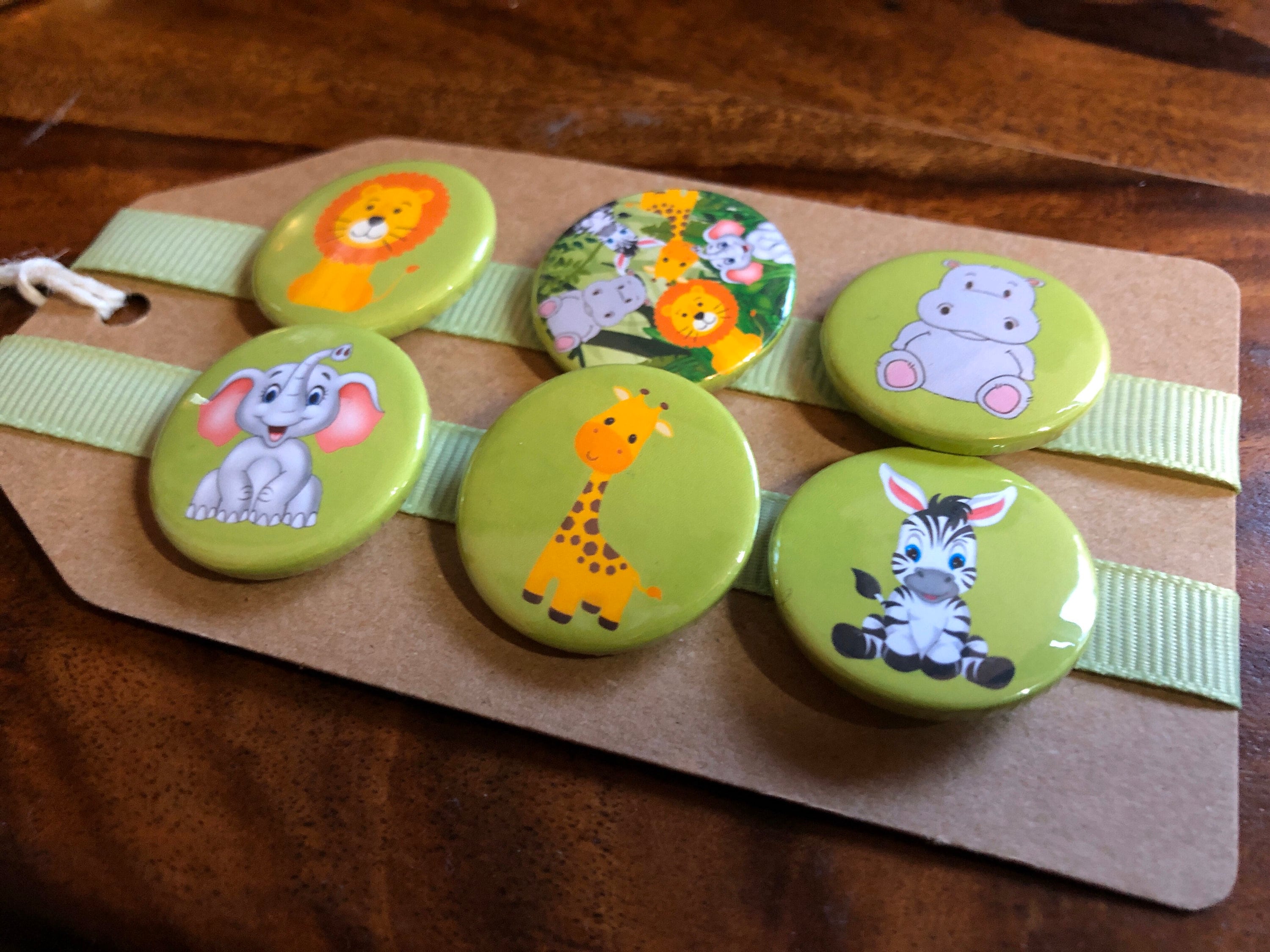 Cute Jungle Safari Animals Button Pin Badge Set | Etsy