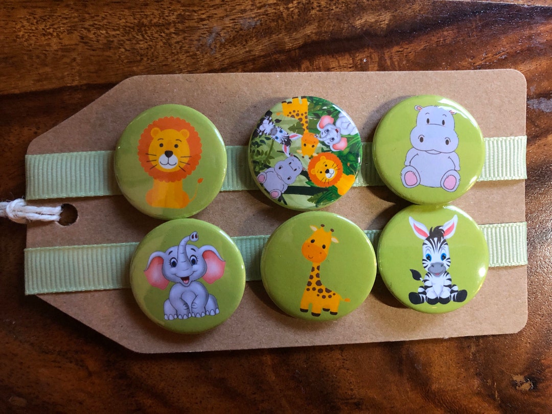 Cute Jungle Safari Animals - Button Pin Badge Set - Etsy